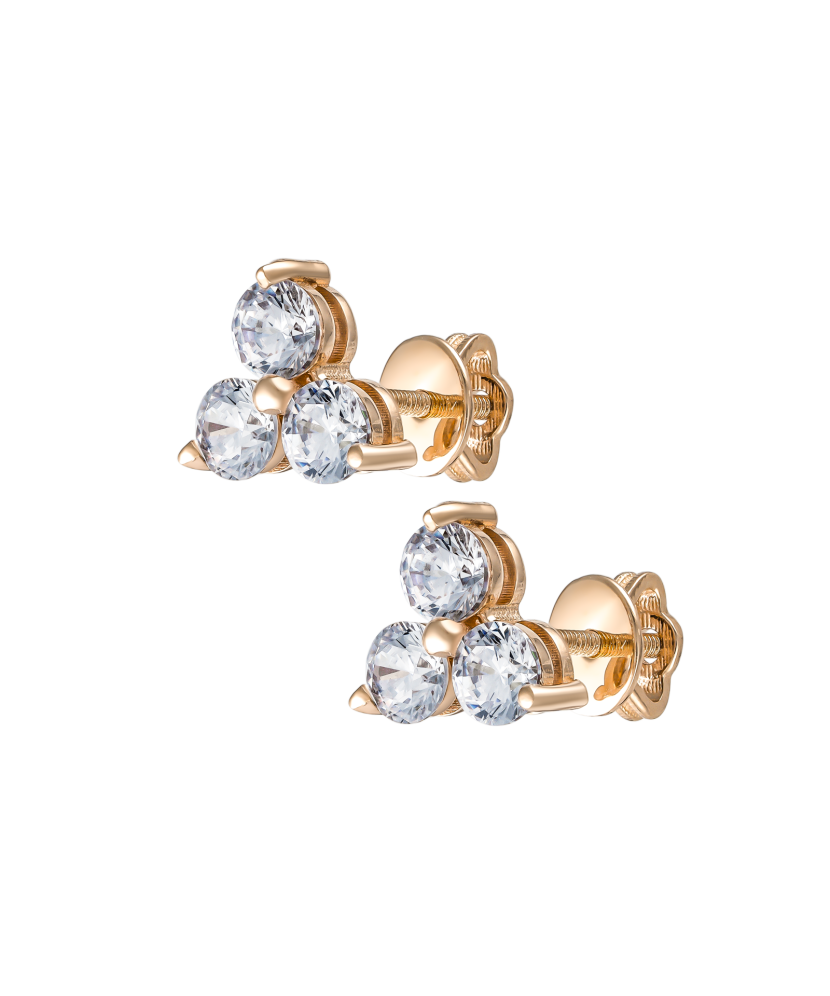 Gold earrings with zircons Gold earrings with zircons