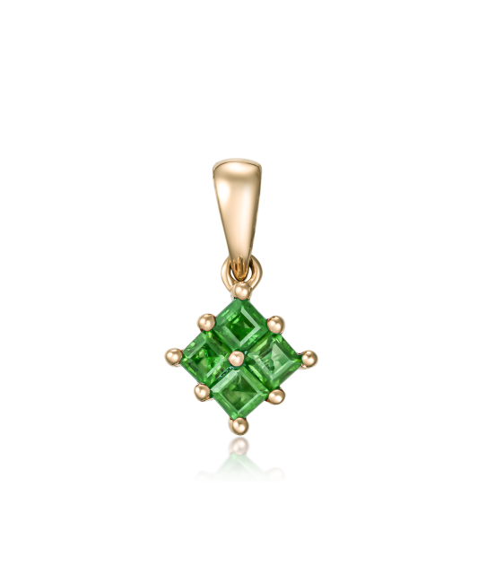 Yellow gold pendant with emeralds