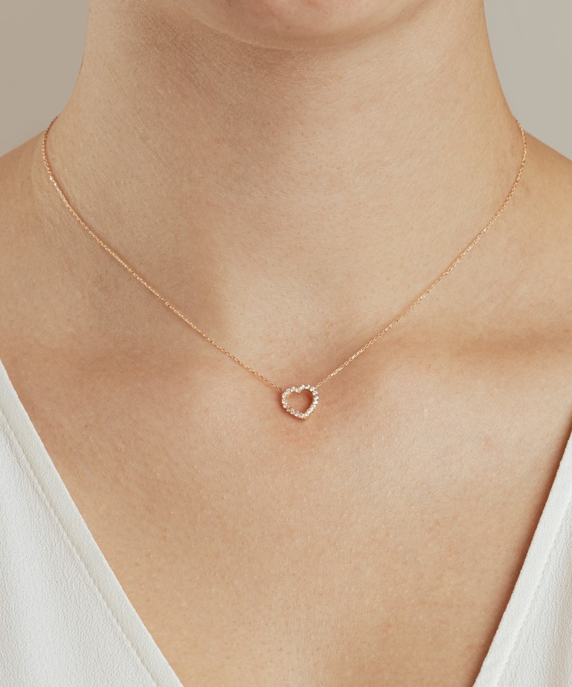 Золотая цепочка с подвеской из циркона "Сердце"