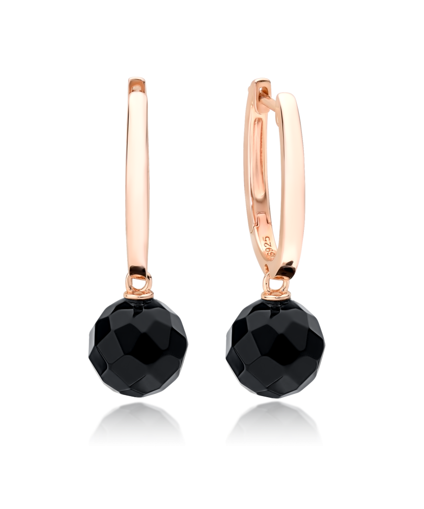 Gilded sterling silver earrings with onyx