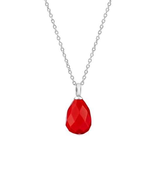 Серебряная цепочка с коралловой подвеской