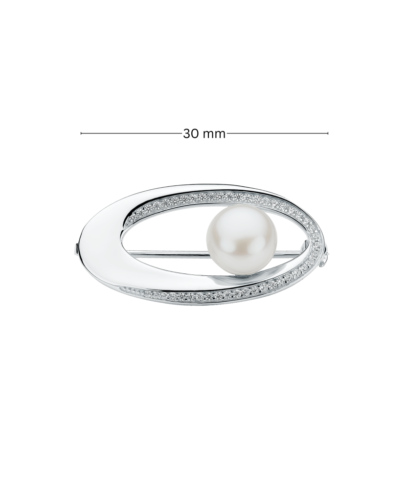 Sterling silver  brooch with pearl and zircons