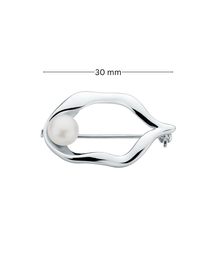Sterling silver  brooch with pearl and zircons Sterling silver  brooch with pearl and zircons