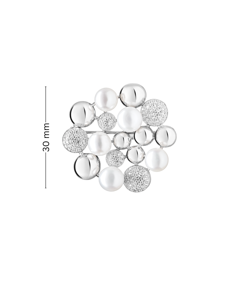 Sterling silver  brooch with pearls and zircons