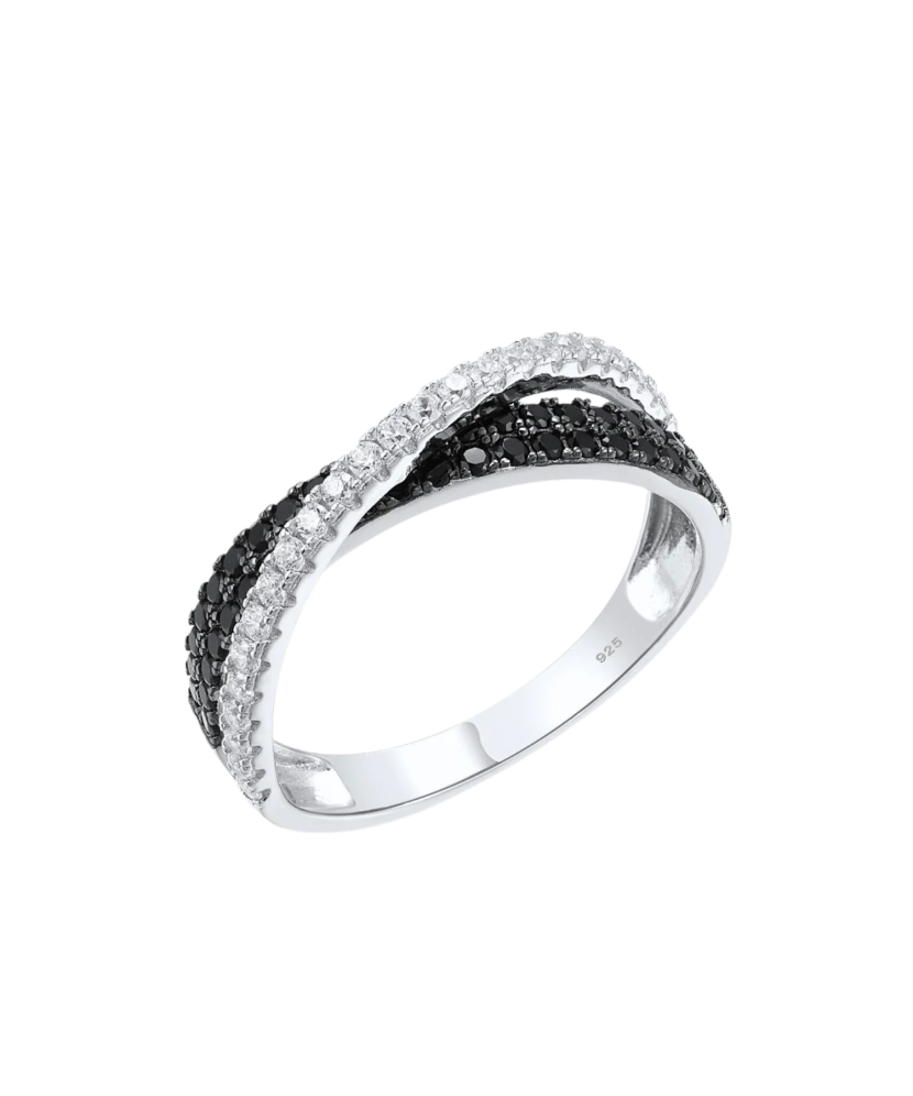 Sterling silver ring with zircons and spinels