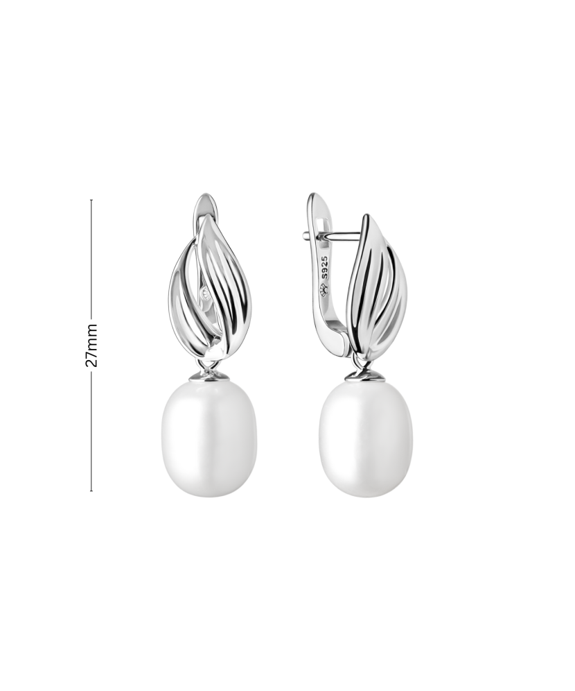Sterling silver earrings with natural pearls