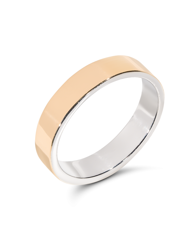 Wedding silver ring with gold plate
