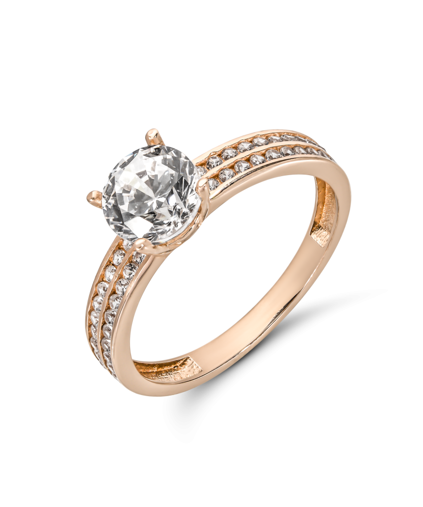 Gold ring with zircons