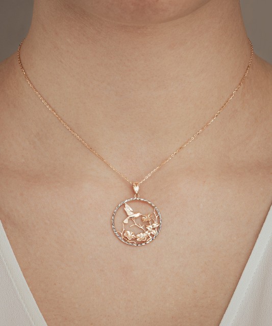 Золотая подвеска "Колибри"