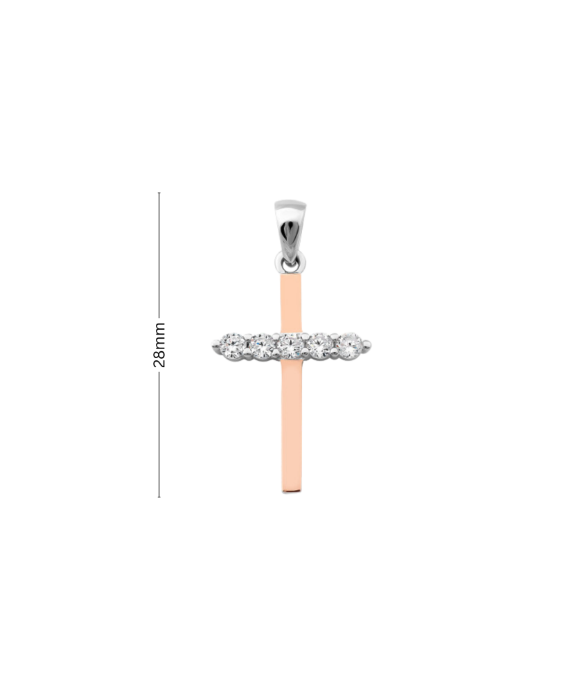 Gold plated Sterling silver pendant with zirconium "Cross"