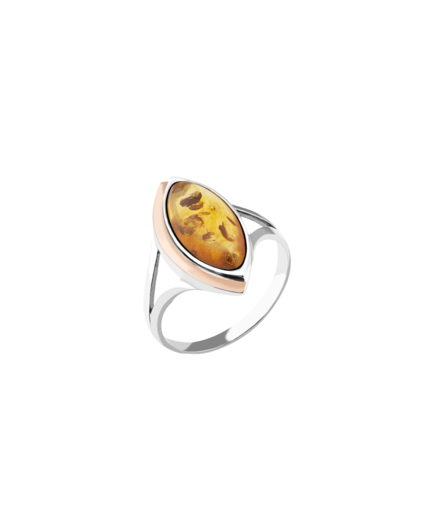 Sterling silver ring gold plated with amber Sterling silver ring gold plated with amber