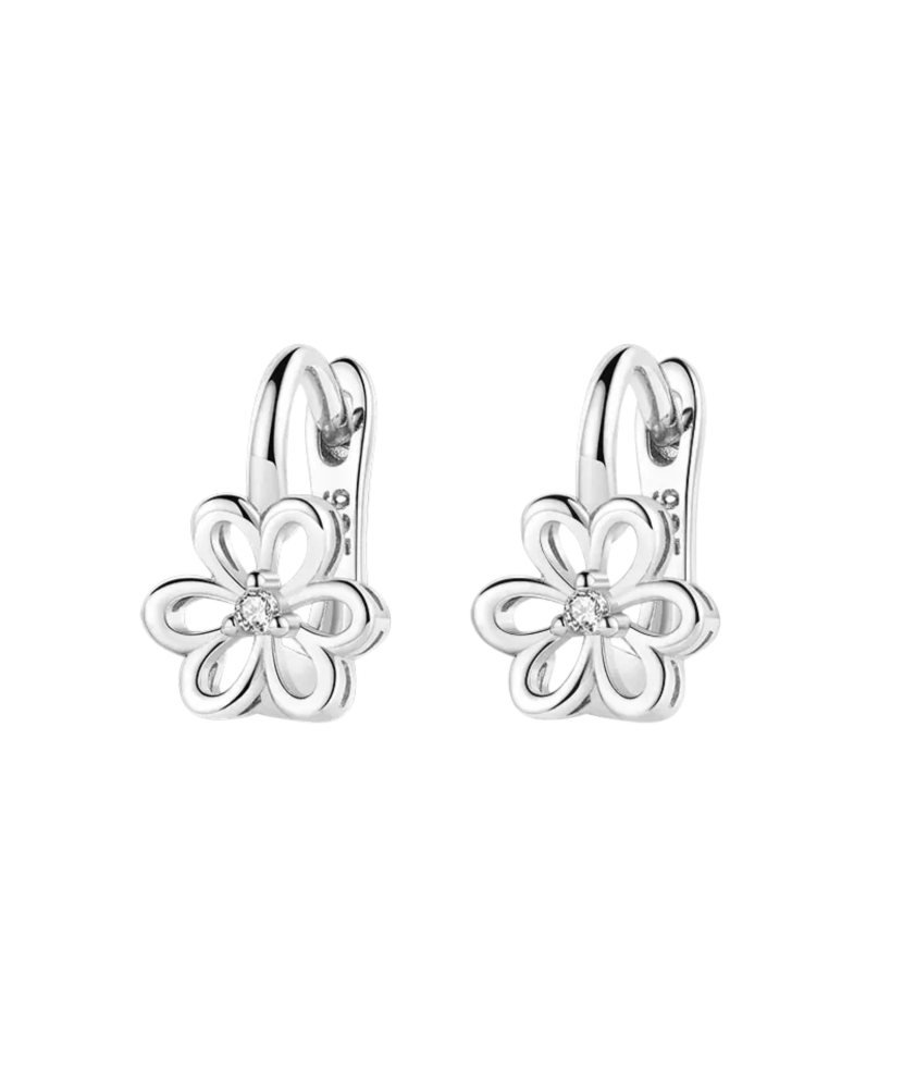 Sterling silver earrings with zircons "flowers"