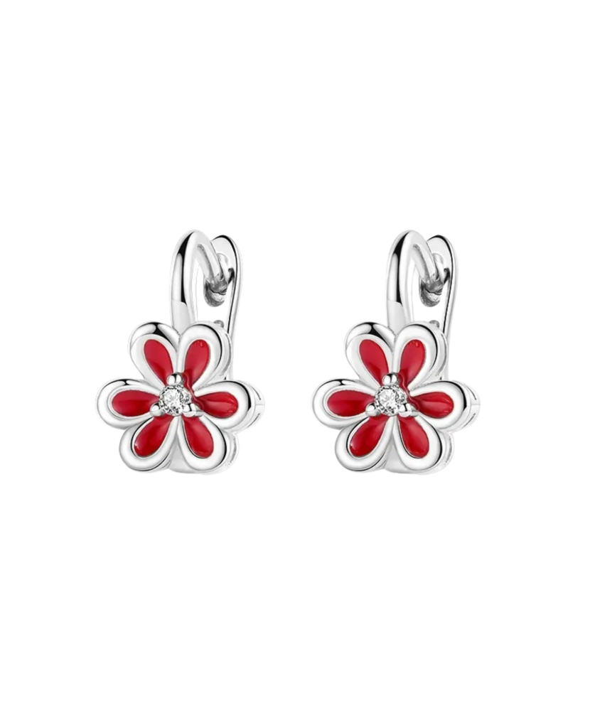 Sterling silver earrings with zircons "flowers" Sterling silver earrings with zircons "flowers"