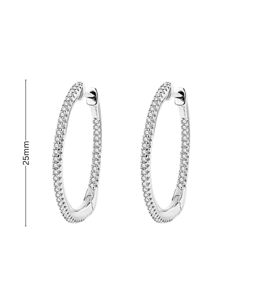 Sterling silver earrings with zircons 25mm Sterling silver earrings with zircons 25mm