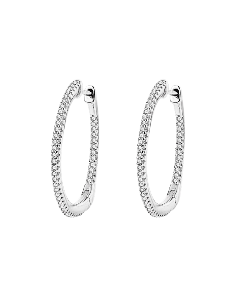 Sterling silver earrings with zircons 25mm Sterling silver earrings with zircons 25mm