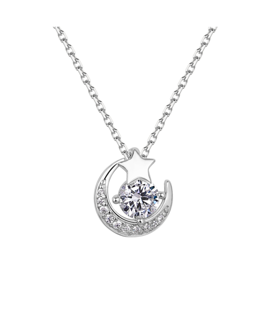 Sterling silver chain with zirconium pendant