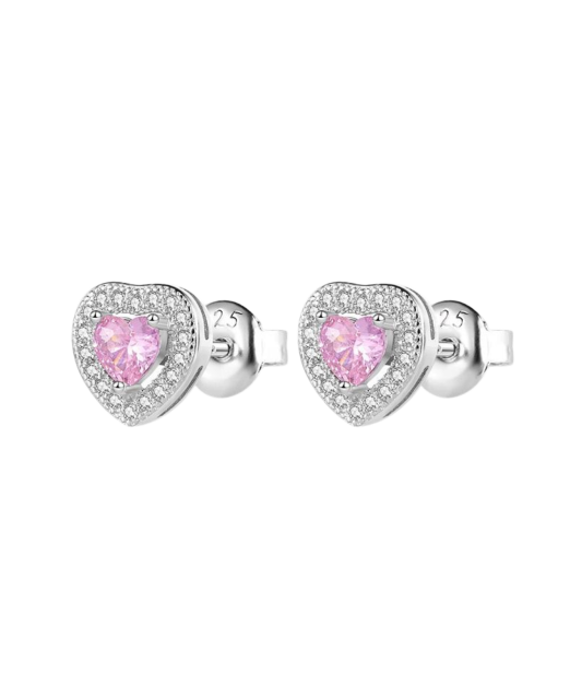 Серьги из серебра с цирконом "Сердце"