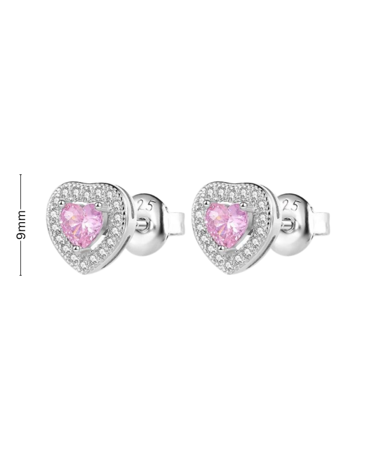 Серьги из серебра с цирконом "Сердце"