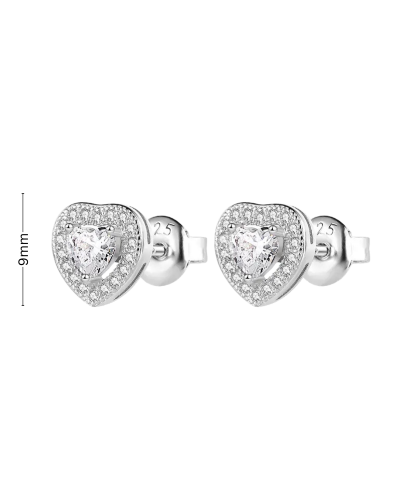 Sterling silver earrings with zircons "Heart"