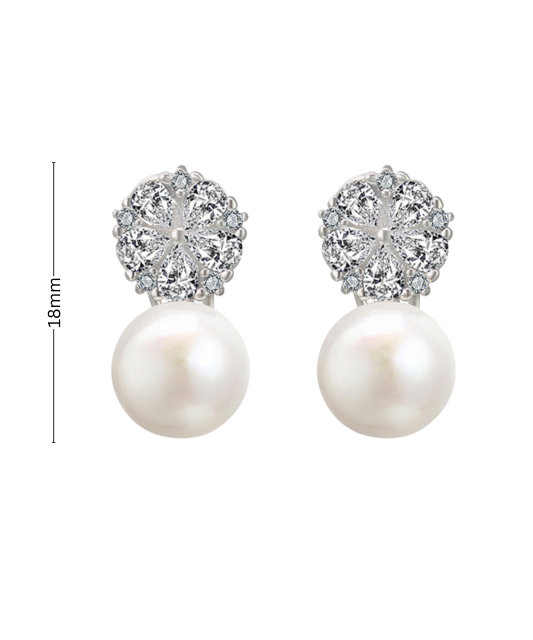 Sterling silver earrings with pearls and zircons