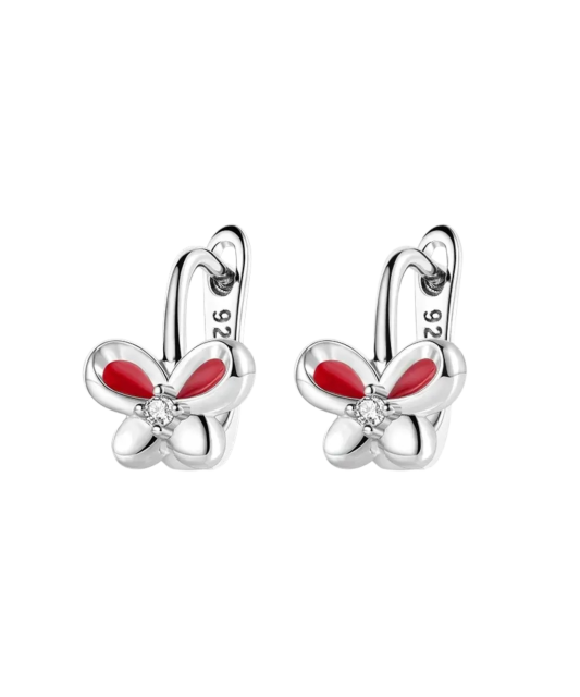 Sterling silver earrings with enamel and zircons "Butterflies"