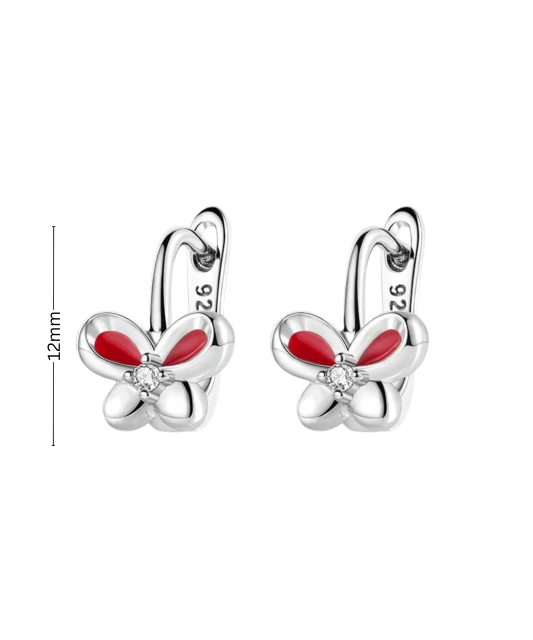 Sterling silver earrings with enamel and zircons "Butterflies"