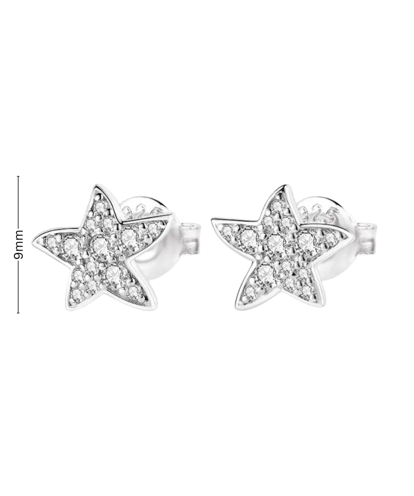 Sterling silver earrings with zircons "stars"