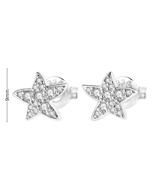 Sterling silver earrings with zircons "stars"