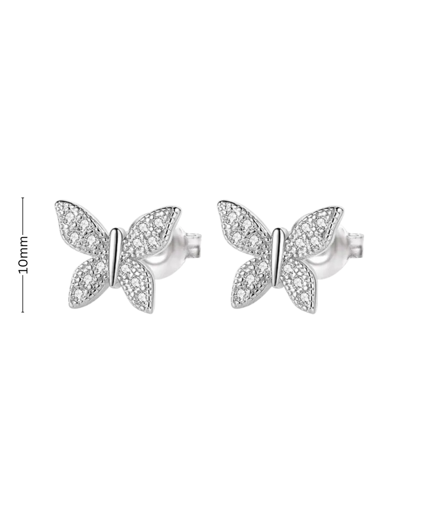 Sterling silver earrings with zircons "butterfly"