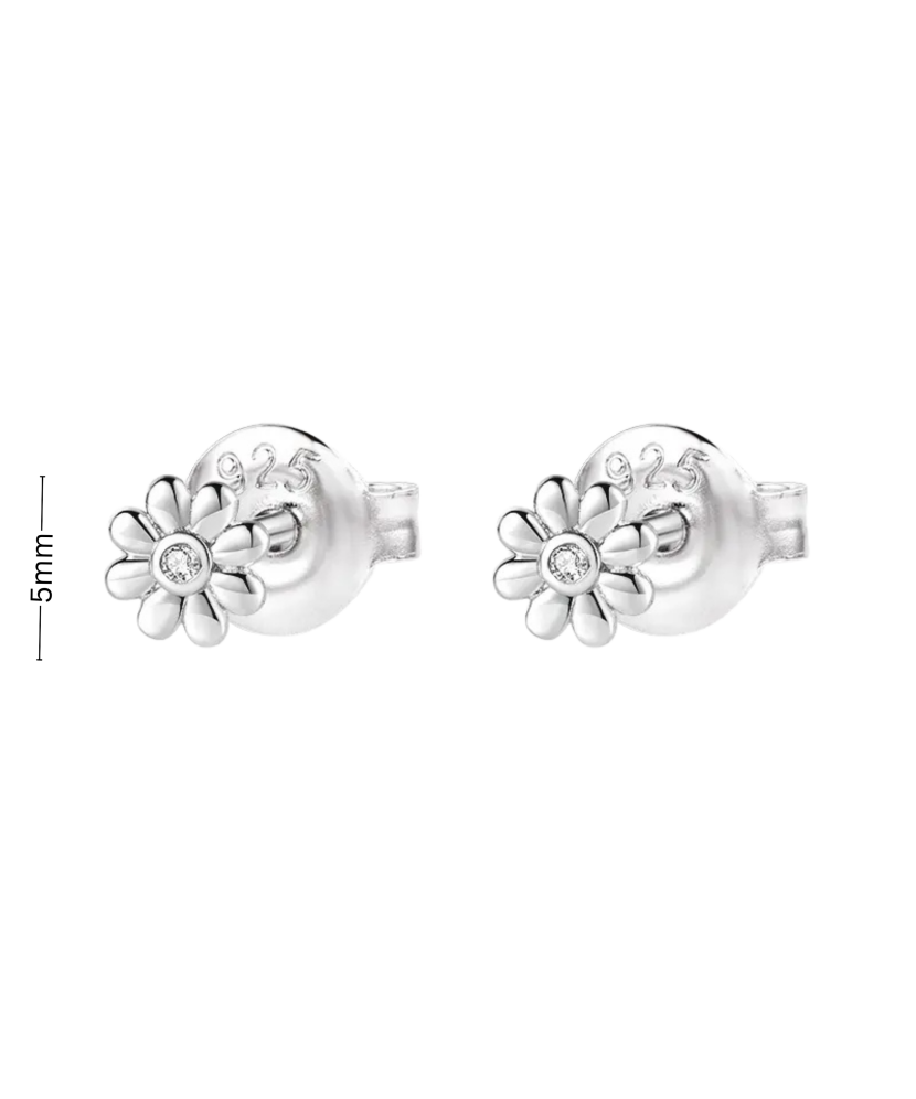 Sterling silver earrings with zircons "flowers"