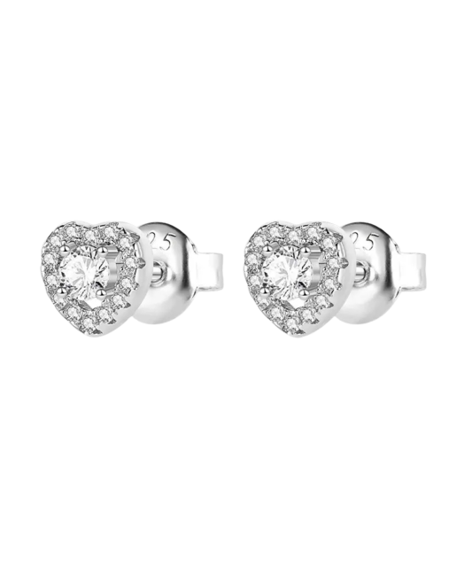 Серьги из серебра с цирконом "Сердце"