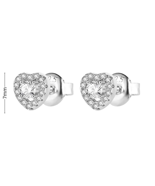 Серьги из серебра с цирконом "Сердце"