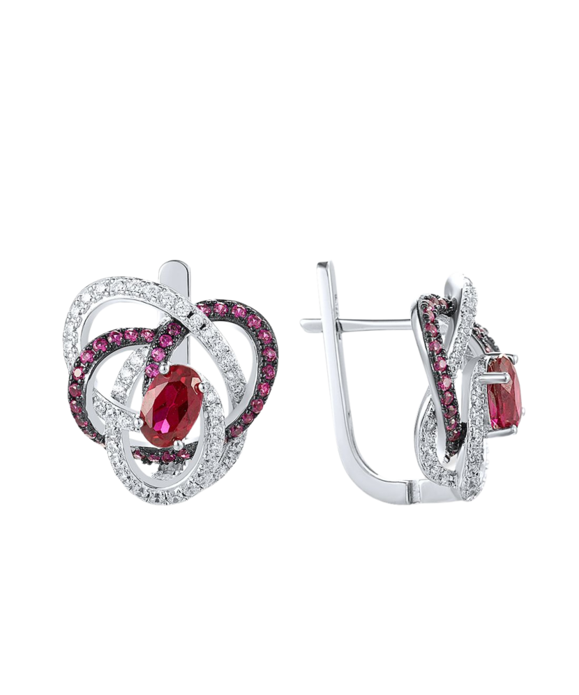 Sterling Silver earrings with nano rubies and zircons
