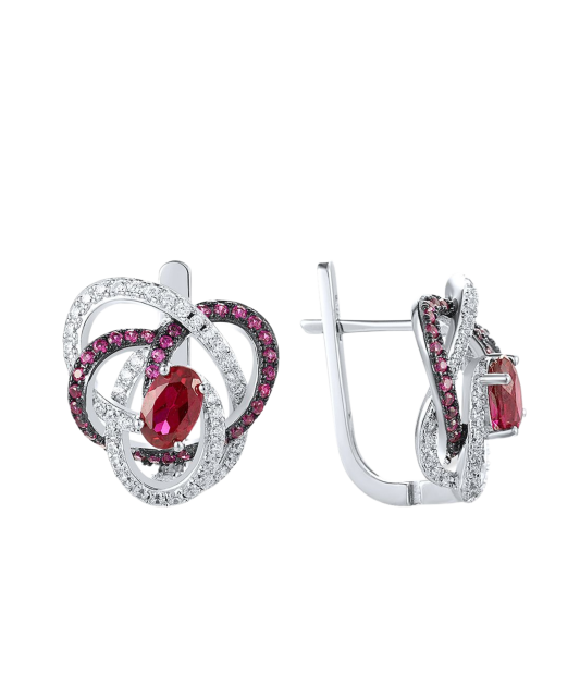 Sterling Silver earrings with nano rubies and zircons