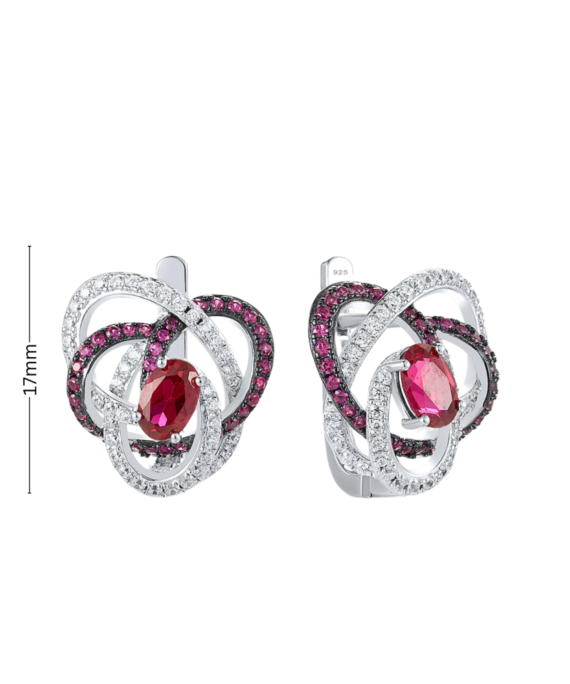 Sterling Silver earrings with nano rubies and zircons