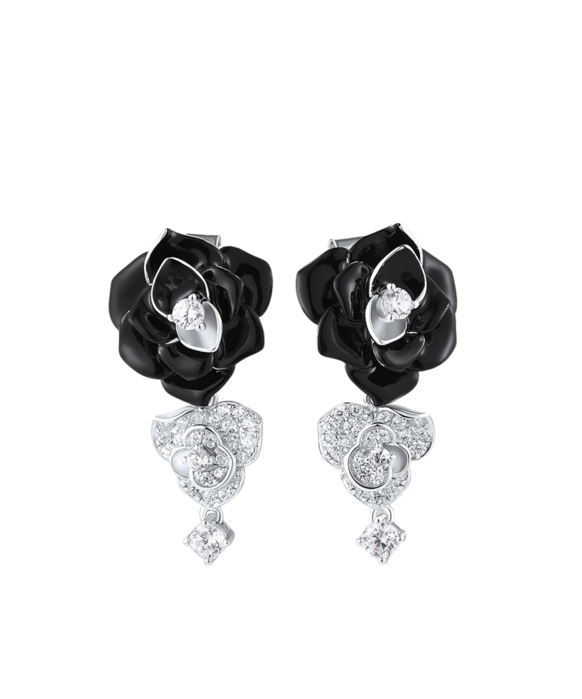 Sterling silver earrings with enamel and zircons