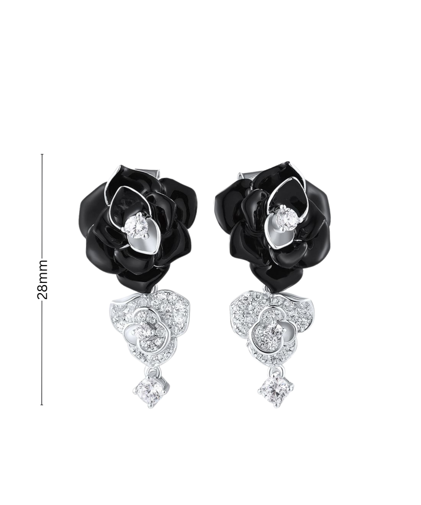 Серьги из серебра с эмалью и цирконами