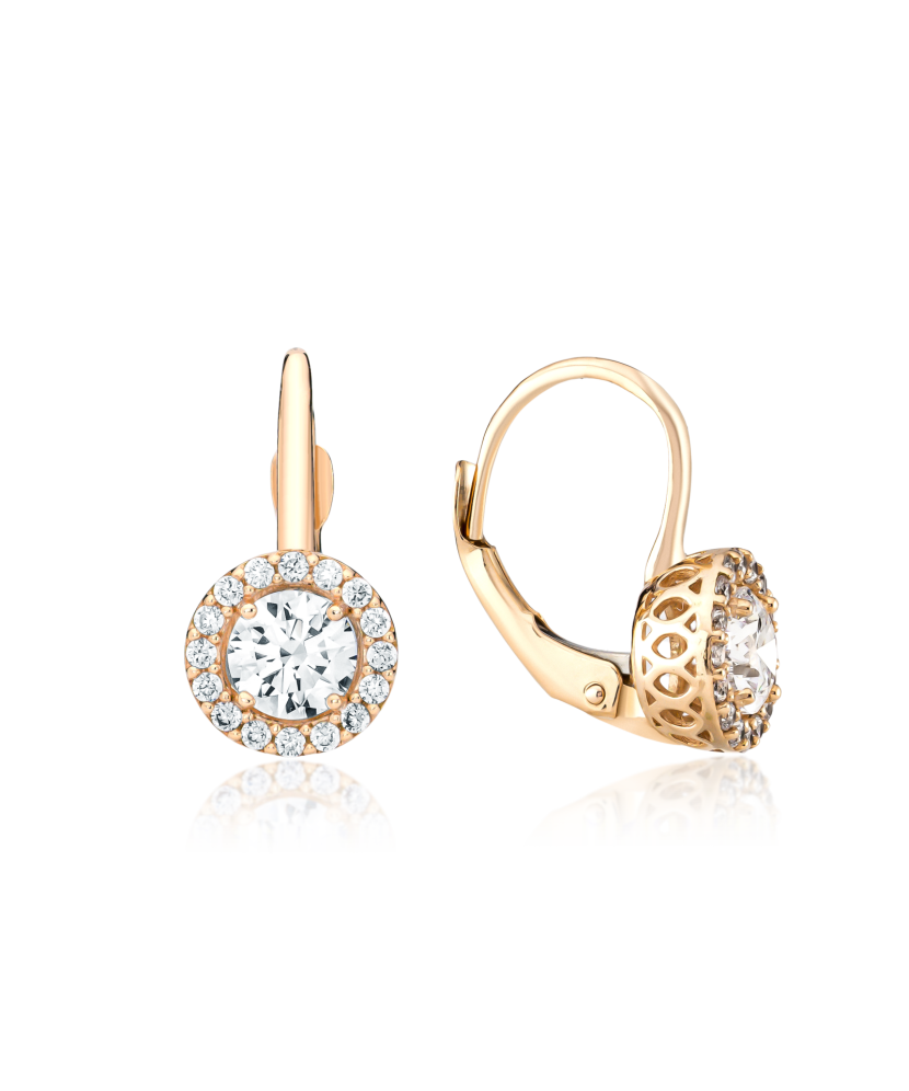 Gold earrings with zircons