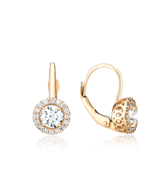 Gold earrings with zircons