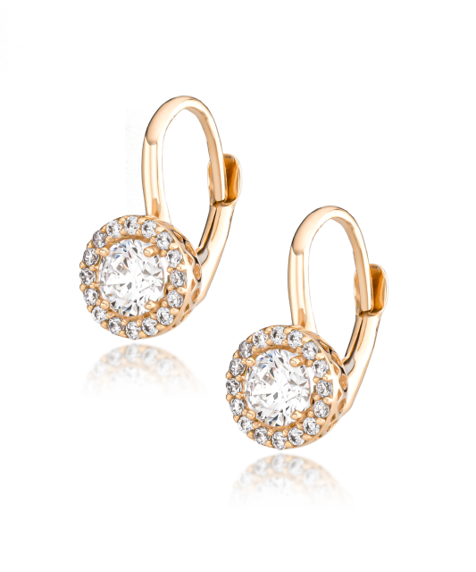 Gold earrings with zircons