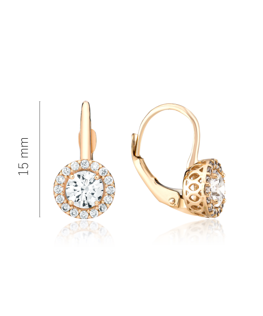Gold earrings with zircons