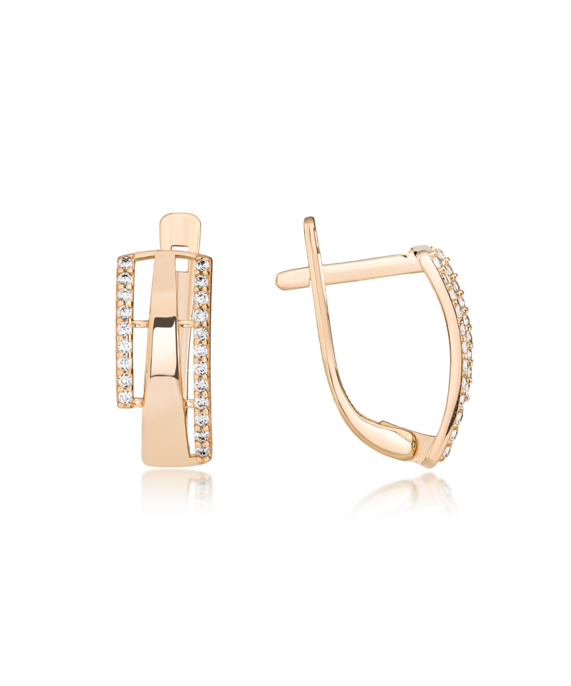 Gold earrings with zircons Gold earrings with zircons