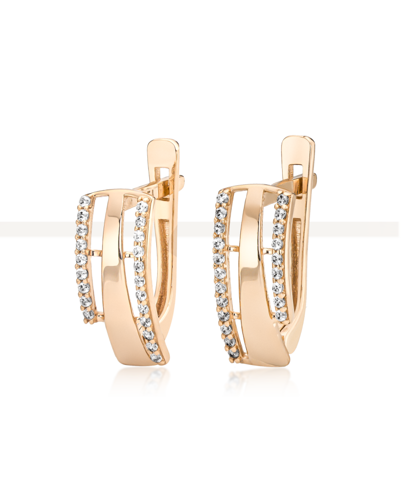 Gold earrings with zircons Gold earrings with zircons