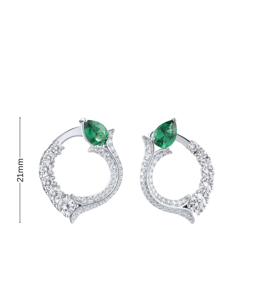 Серьги из серебра с цирконом и шпинели