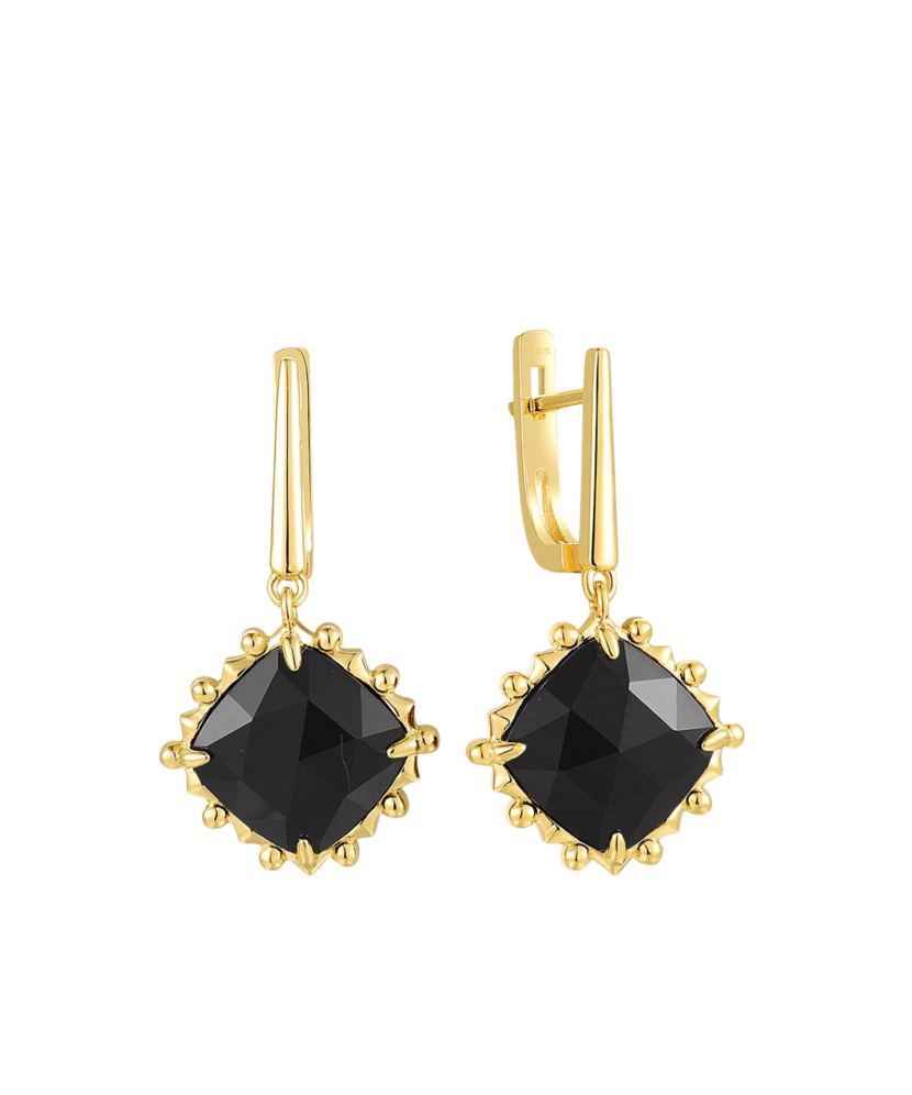 Gilded sterling silver earrings with agate