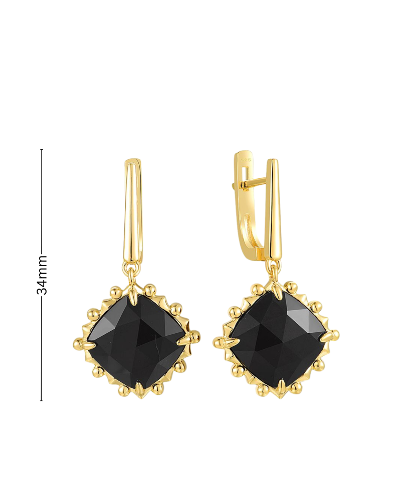 Серьги из позолоченного серебра с агатом