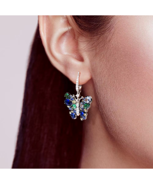 Sterling silver earrings with zircons "butterfly"