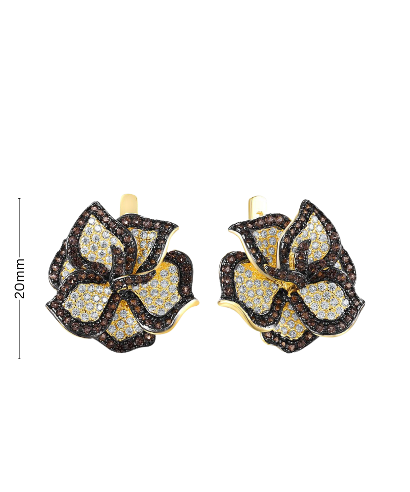 Серебряные позолоченные серьги со шпинелями и цирконами