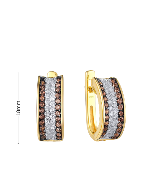 Gilded sterling silver earrings with zircons