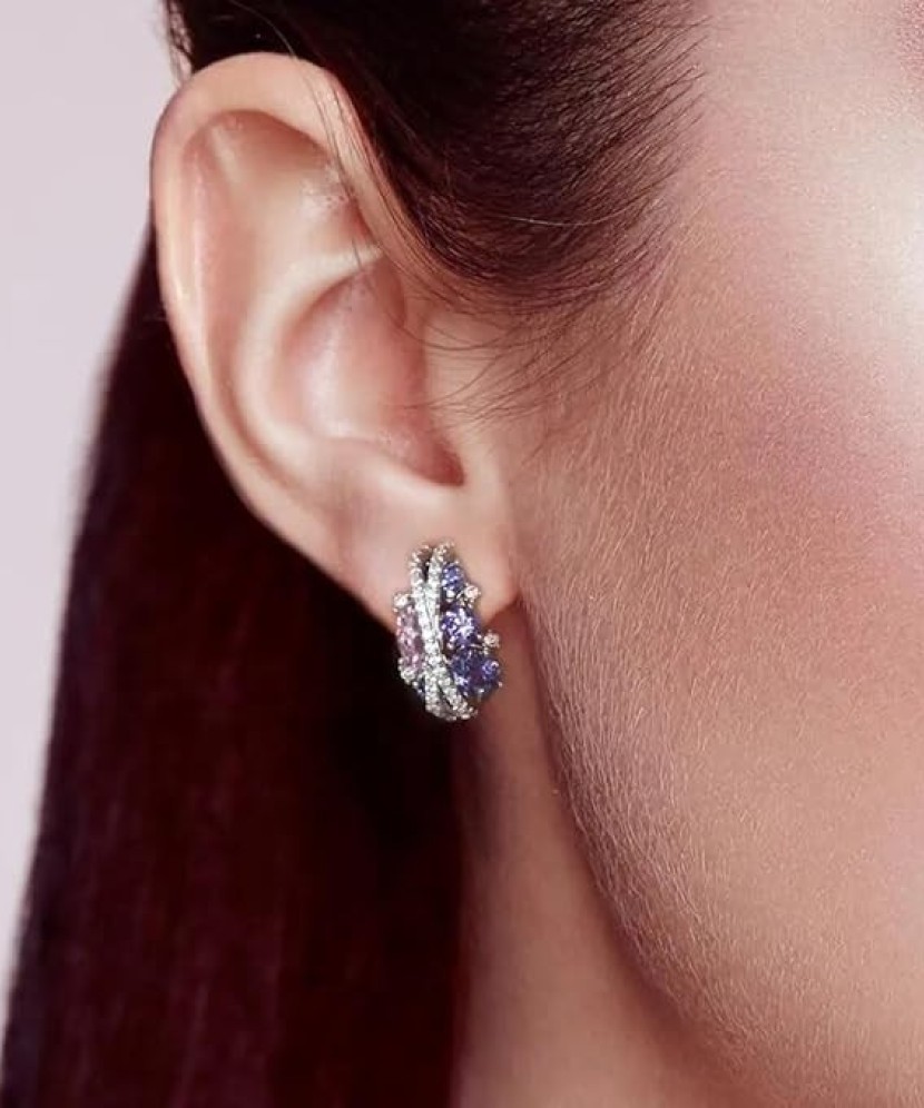 Серьги из серебра с аметистами и цирконами